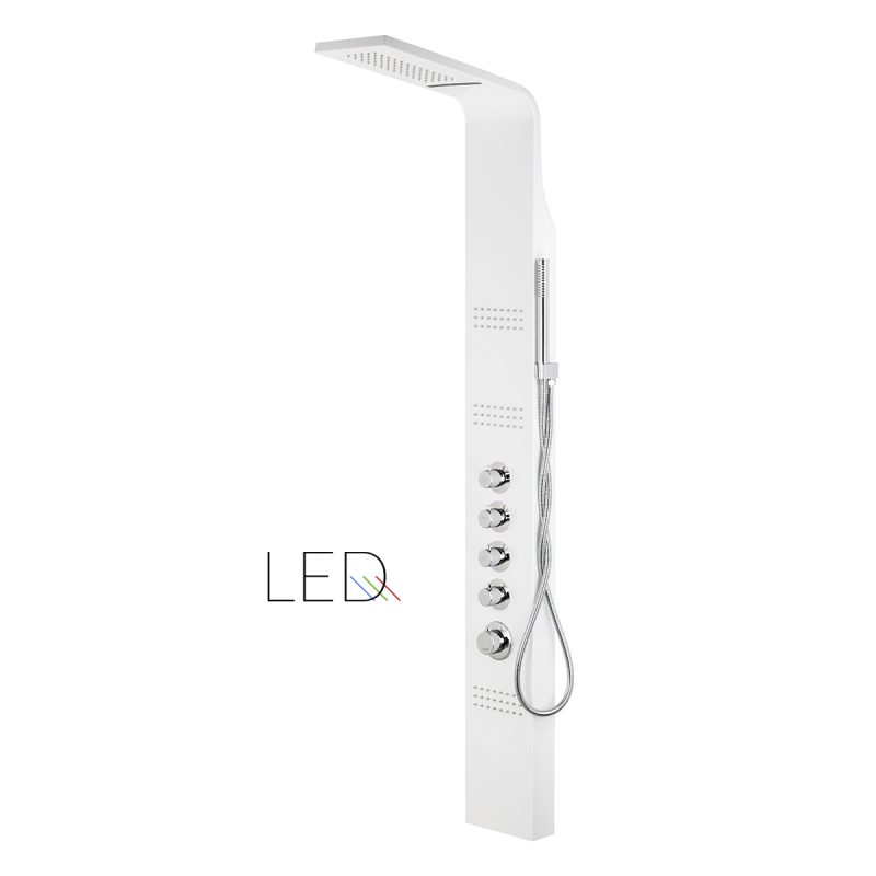 Panel prysznicowy Corsan Led Kaskada A013A biały termostat