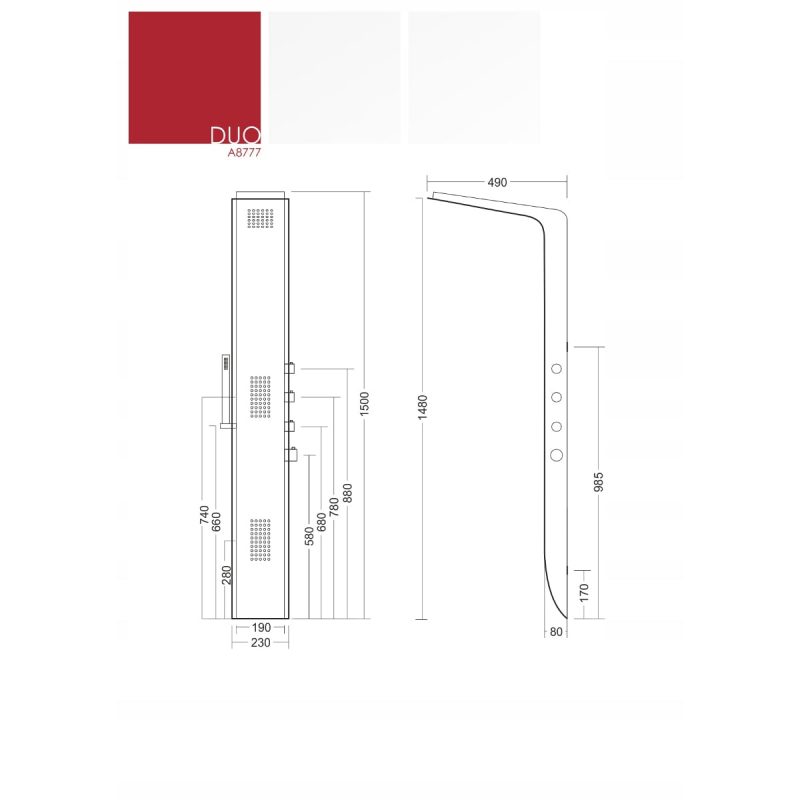 Panel prysznicowy Corsan Duo A777 biały