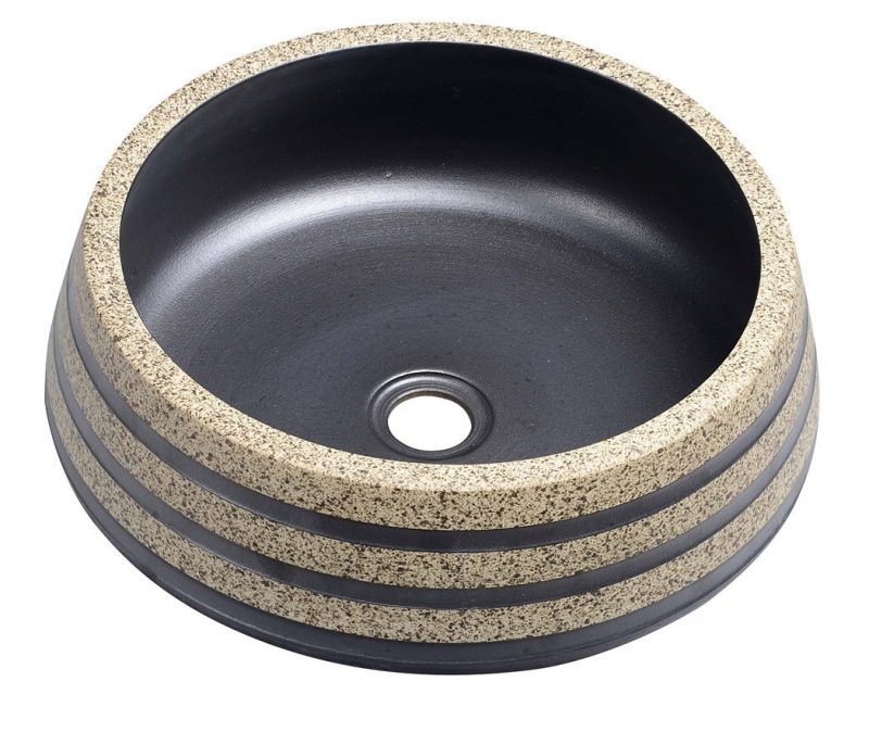 PRIORI umywalka ceramiczna, średnica 41cm, czarny/kamień