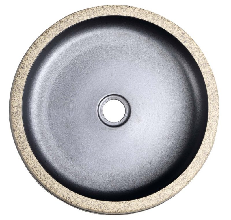 PRIORI umywalka ceramiczna, średnica 41cm, czarny/kamień