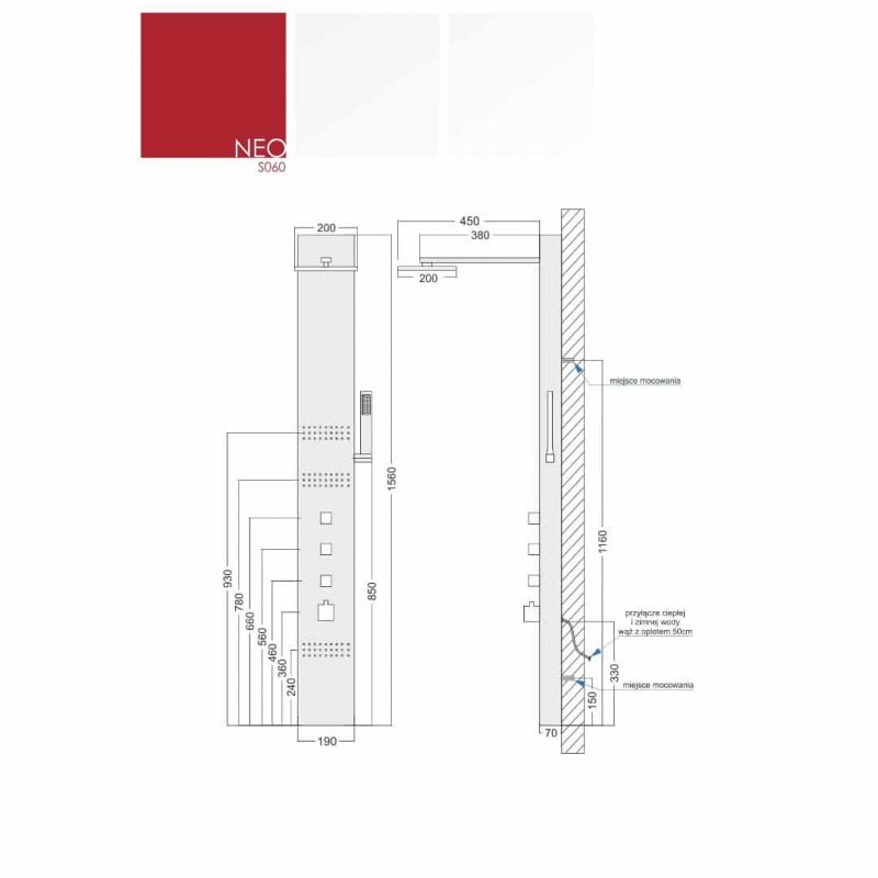 CORSAN Neo Panel Natryskowy z Termostatem